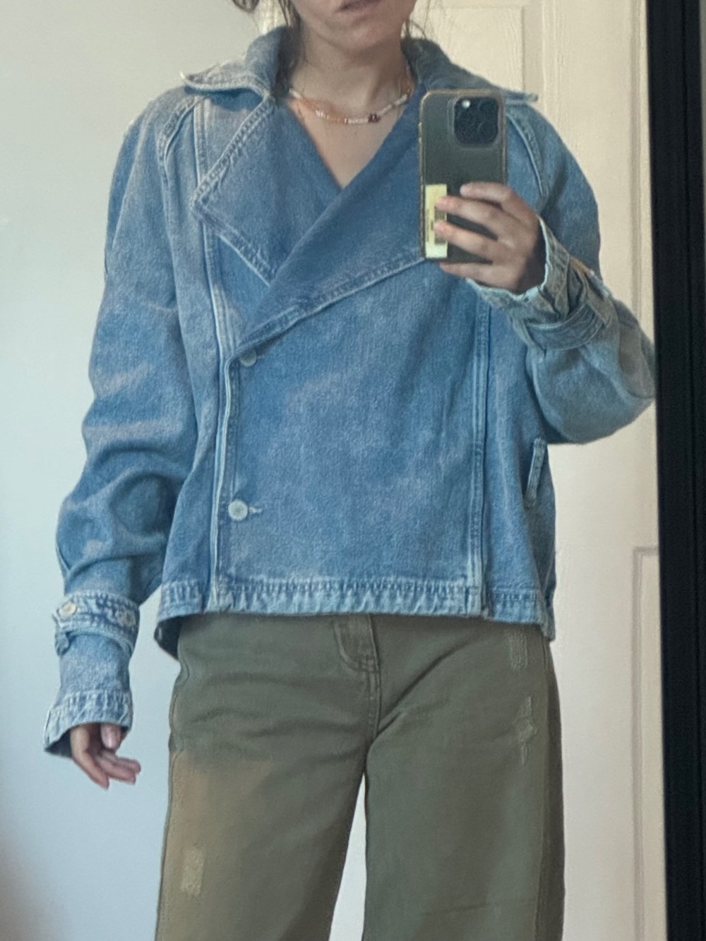 GUESS Denim Moto Jacket Light Wash Size S (no belt!)